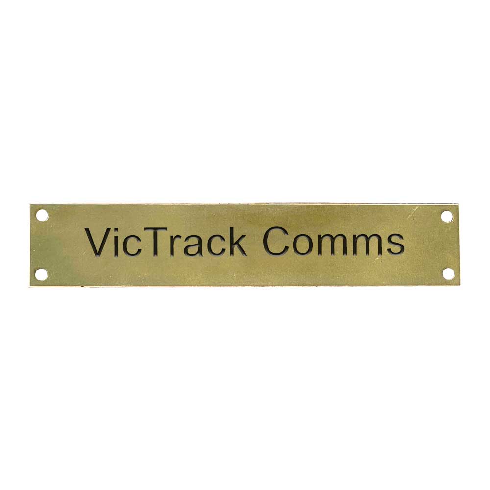 Brass Marker Labels 30mm x 150mm VicTrack Comms Brass Marker Labels 30mm x 150mm VicTrack Comms