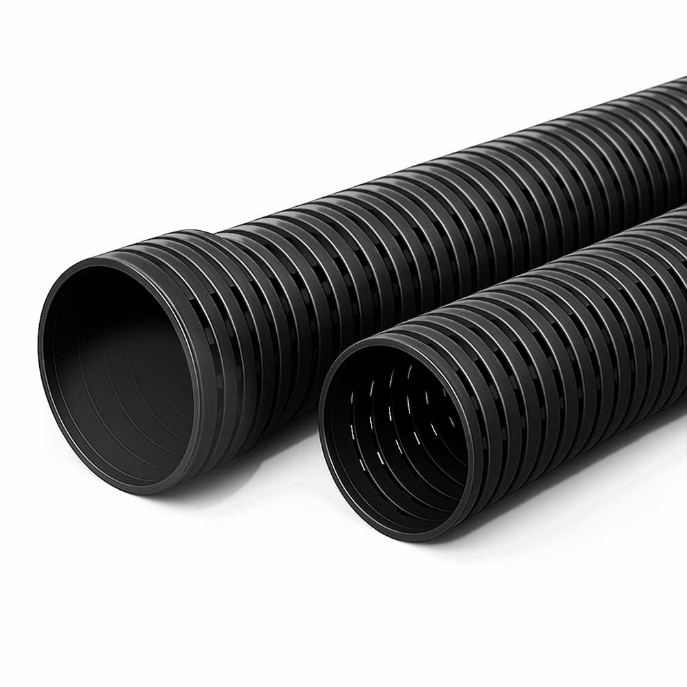 EnviroStorm perforated (slotted) HDPE pipe, DN225–DN900 ring-jointed for infiltration trenches and edge drains.